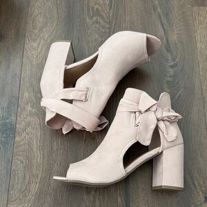 JustFab Karine Blush Pink Peep-Toe Heeled Sandals